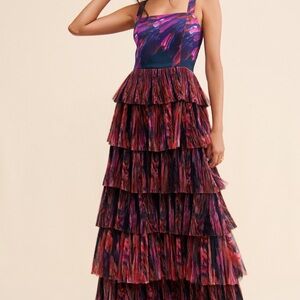 Anthropologie x Hutch tulle tiered maxi dress perfect for prom or wedding guest